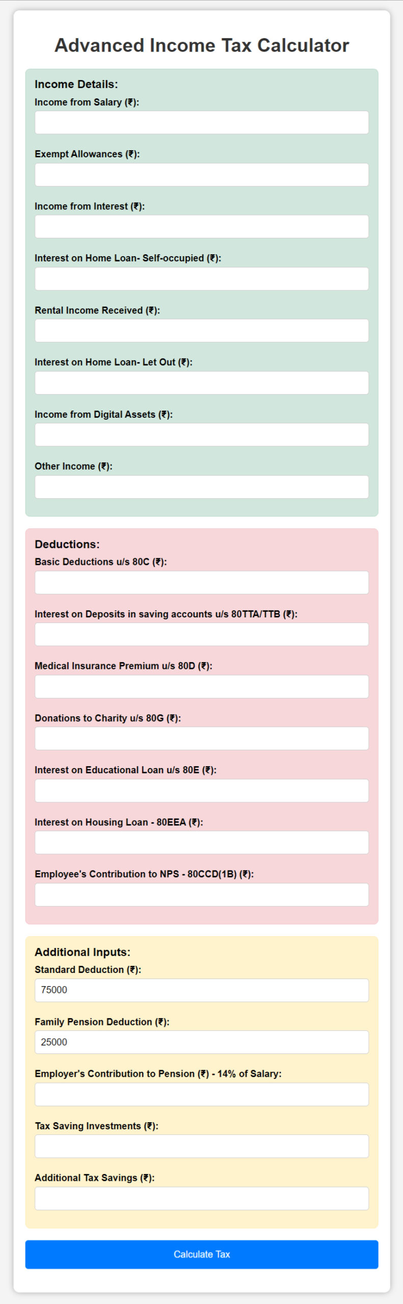 User Guide: How to Use the Advanced Income Tax Calculator