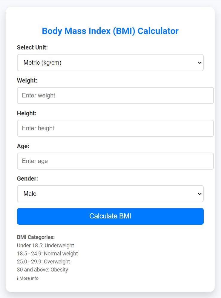 Body Mass Index (BMI) Calculator