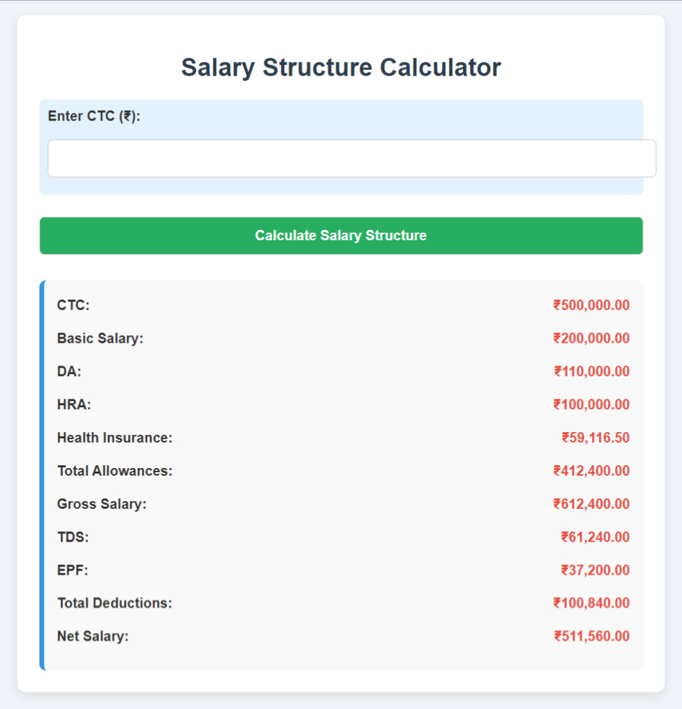 Salary Structure Calculator