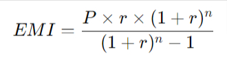 home loan calculated using the formula